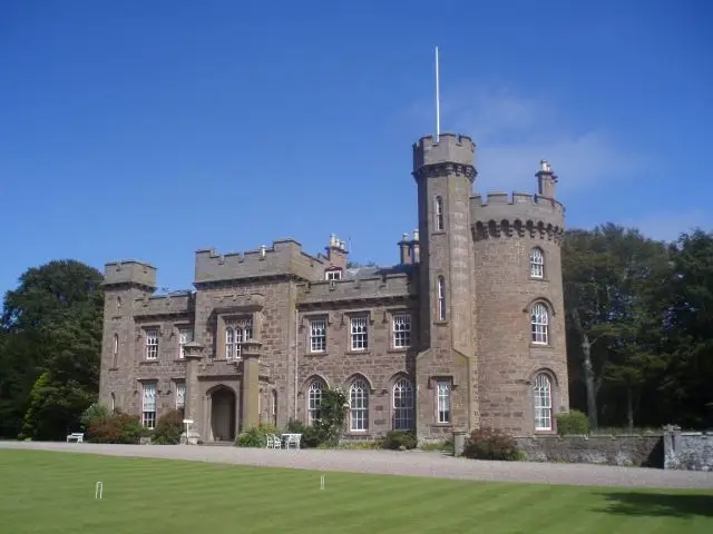 The front of Dunninald Castle, taken in the 1990's. Compared with the present day, there are some minor changes to the plants around the house.